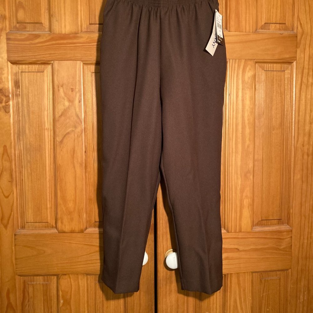 NWT Donnkenny Petite Vintage 90s Pull On Pants Elastic Waist Brown Size 14P